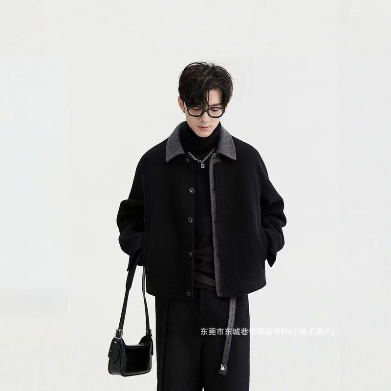 2026 New Trendy Autumn-Winter Elegant Warm Patchwork Faux Two-Piece High-Grade Woolen Coat with Contrasting Colors