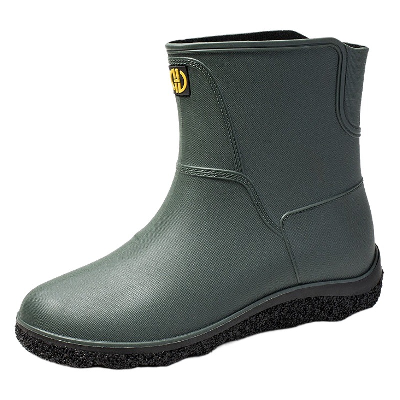 Moda Botas de lluvia de media pantorrilla para hombres al aire libre verano juvenil zapatos impermeables Meituan para llevar zapatos de goma Botas de lluvia de invierno de moda
