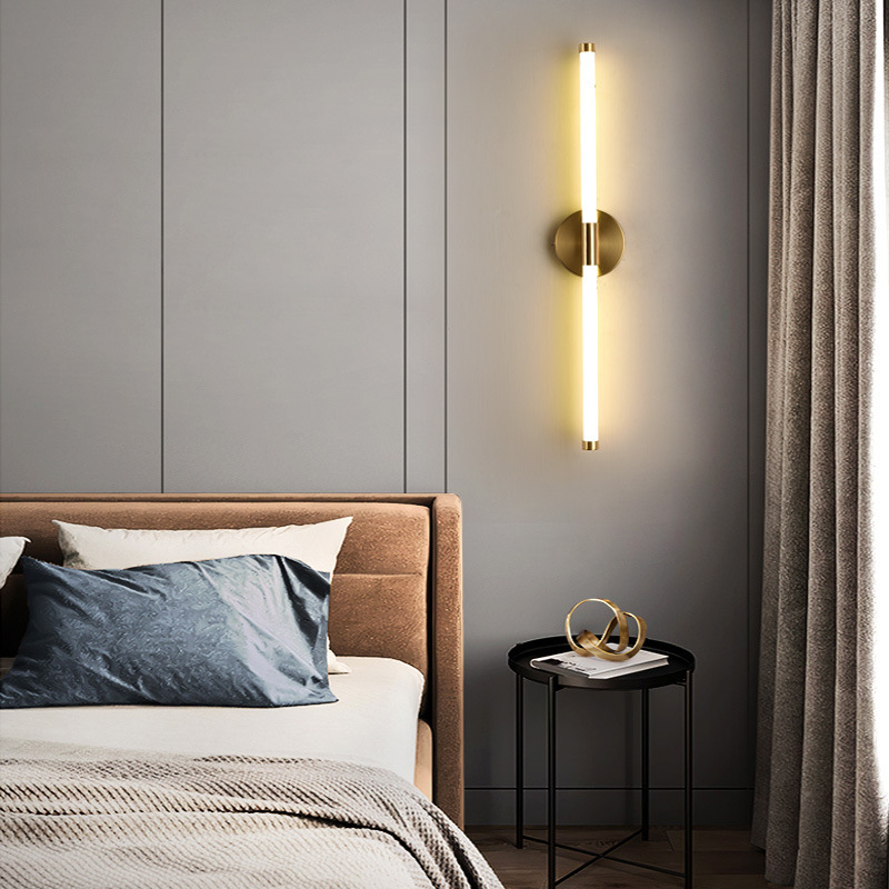 LED creativo simple nórdico cabecera lámpara de fondo sofá dormitorio cabecera lámpara larga lámpara de pared sala de estar lámpara de poste lineal