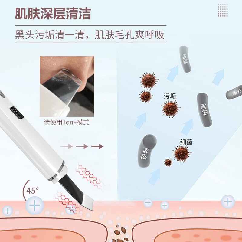 跨境出口海外EMS铲皮刀正负离子面部导出黑头油脂毛孔清洁仪超声|undefined