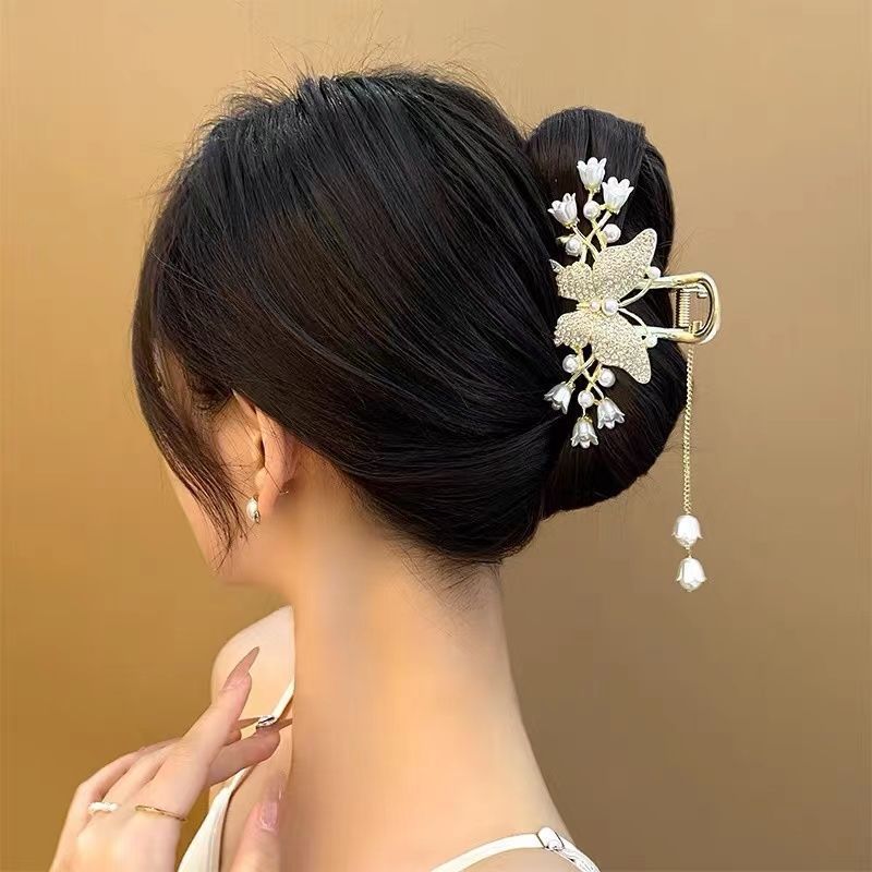 高級ネットセレブグリッパー、女性用大型蝶タッセルヘアピン、後頭部シャーククリップ、ヘアアクセサリー、ヘアピン|undefined