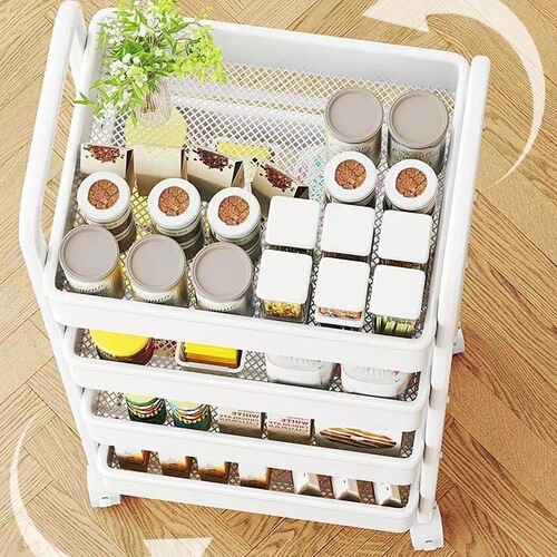 Small Cart Storage Shelf Kitchen Floor Multi-layer Storage Rack Bathroom with Wheels Portable Baby Snack Storage Shelf Wholesale