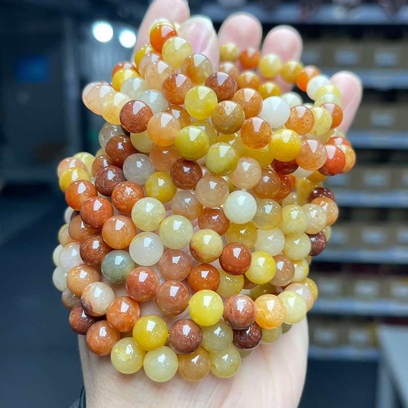 jingzhou jewelry natural jinsi jade bracelet colorful ethnic style girls single circle round beads bestie all match bracelet wholesale