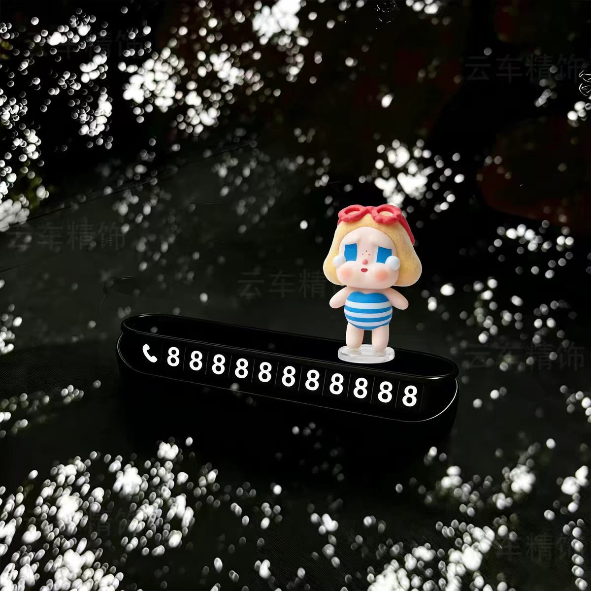 Cute cartoon car phone number display sign, creative car interior decoration, personalized ornament