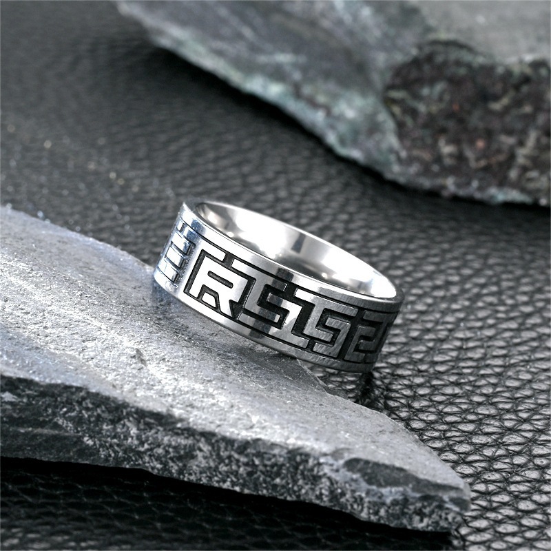 Titanium Steel Retro Men Ring Image 3