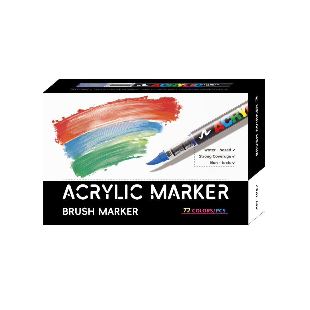 Pluma acrílica de líquido directo Cepillo de pintura de cabeza suave de 72 colores Pincel de graffiti de bricolaje de estudiante Pluma de punta suave Spot al por mayor