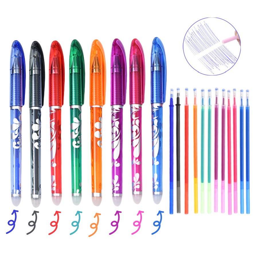Erasable pen set blue black ink ballpoint pen erasable pen refills school office stationery exam essential