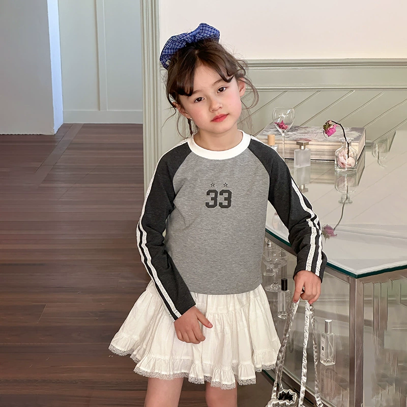 艾摩贝贝 Short children's body-friendly design T-shirt for leisure, slim fit, trend of season, with short sleeve