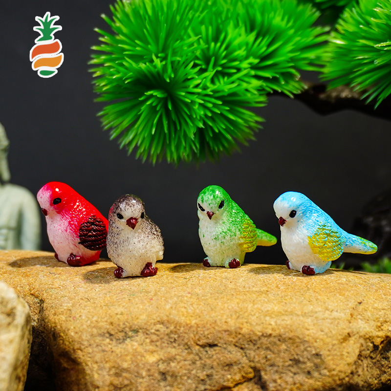 Jardinería, plantas, animales, resina, artesanías, musgo, micropaisaje, accesorios carnosos, lindos adornos de aves de dibujos animados