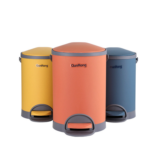 Plastic foot-operated trash can household foot-operated slow-down paper basket large covered living room kitchen bathroom trash can