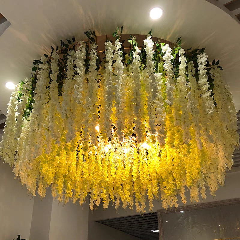 紫藤花长廊吊顶装饰紫罗兰花藤婚庆房顶垂吊塑料假花串豆花挂
