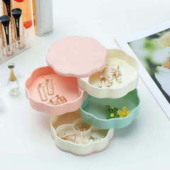 Multi-functional rotating mini jewelry box with multiple layers, desktop birthday gift, earring, ear ring, necklace accessory storage box