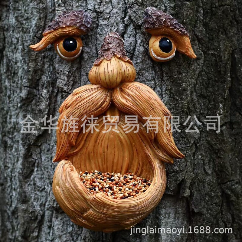 国境を越えた樹怪鳥の餌箱、樹脂工芸品、庭園の鳥の餌箱、屋外庭園のユニークな装飾、手作り|undefined