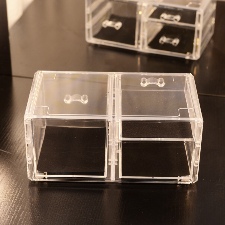 Caja de almacenamiento de cosméticos transparente de escritorio tipo cajón apilable productos para el cuidado de la piel caja de organización caja de clasificación de acrílico transfronteriza