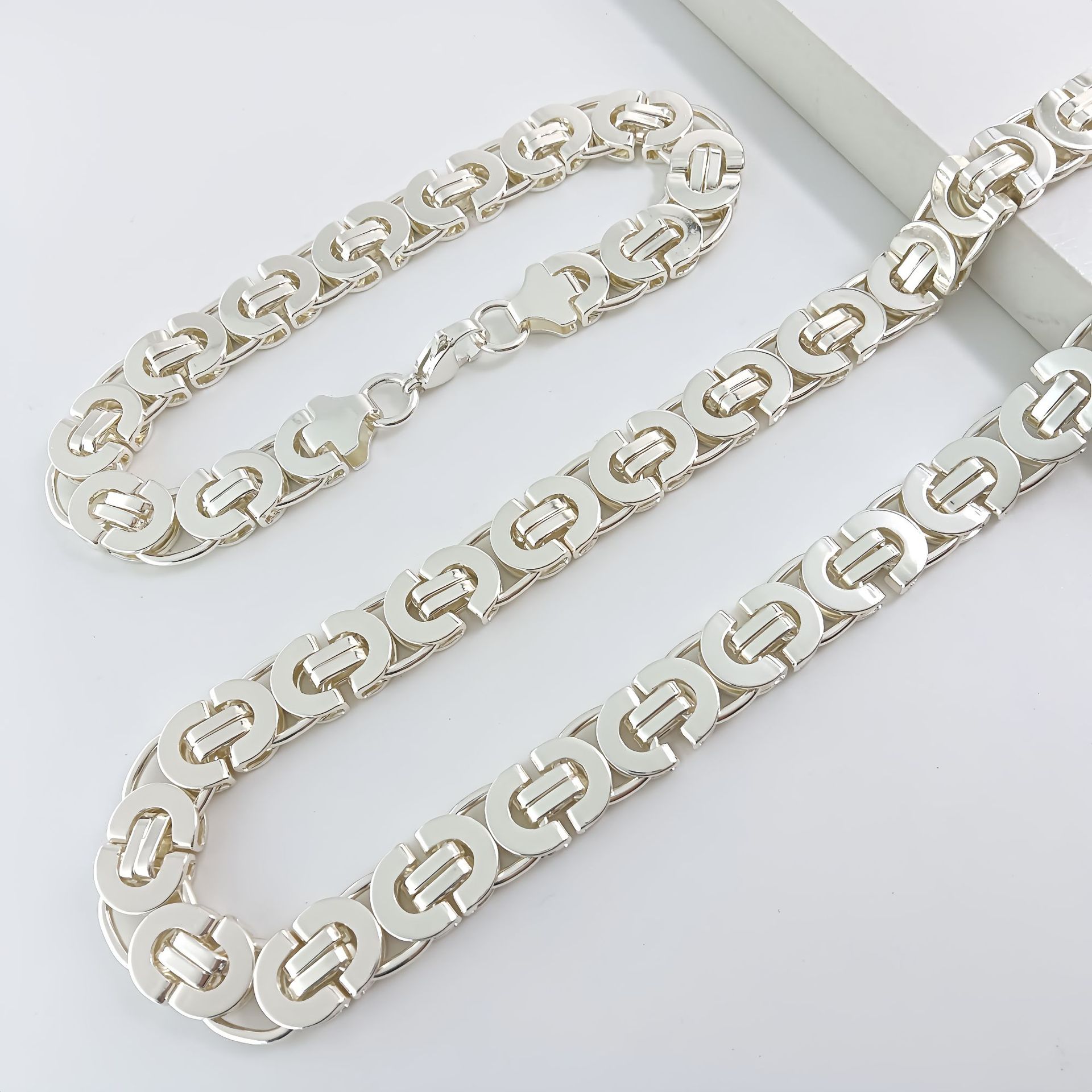 Other Byzantine Necklace and Bracelet Set Stainless Steel Silver