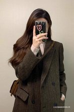 美拉德羊毛呢大衣女秋冬感毛呢外套2024新款小个子百搭赫本风