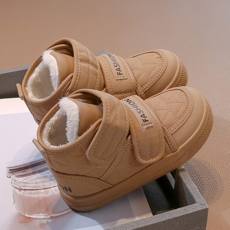 Botas de nieve para niños con calentamiento de lana para niños invierno 2025 nuevo tipo de niños grandes botas de algodón gruesas para niños