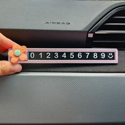 Other Automotive Interior Supplies, Car number plate mobile - orange-point-flower-powder-alloy-sliding-parking-card