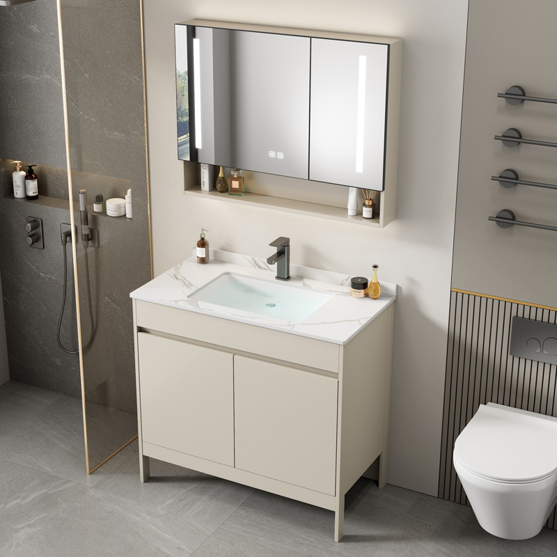 Space Aluminum Floor-Standing Washbasin Bathroom Cabinet Combination Small Bathroom Ceramic Washbasin Household Washbasin