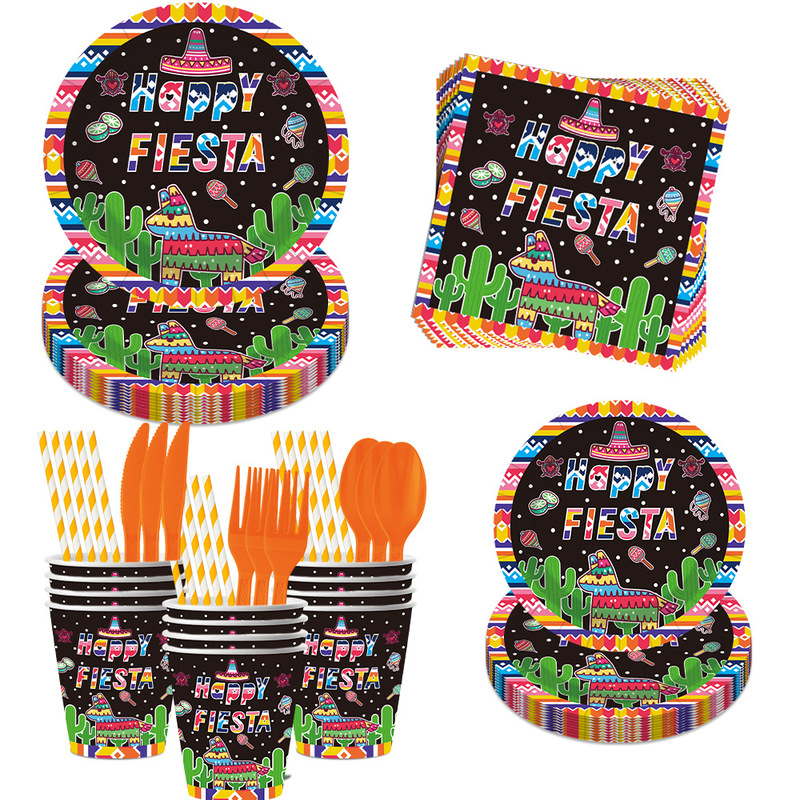Mexican Party Supplies Carnival Carnival Independence Paper Plates Paper Cups Tissues Atmosphere Decoration Supplies Wholesale