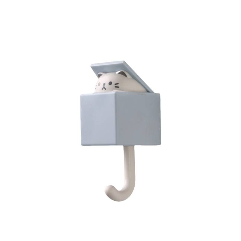 卡通可爱猫咪挂钩免打孔挂衣帽钩门后墙上钩子钥匙挂勾强力胶粘钩|undefined