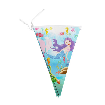 Dibujos animados sirena tire bandera triángulo bandera niños niña fiesta de cumpleaños fiesta decoración banner Bunting al por mayor