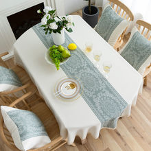 长椭圆桌布布艺北欧椭圆形餐桌布棉麻轻奢风感法式可折叠缩桌