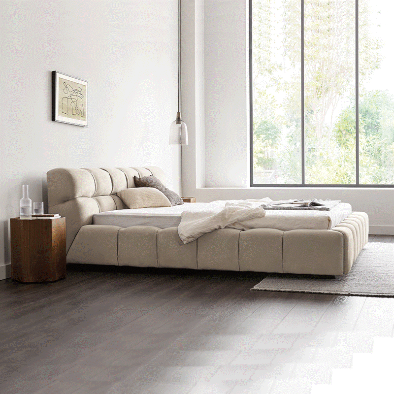 Estilo crema cama de hojaldre esmerilado cama de tela dormitorio principal 1,8 m boda cama tatami cama doble diseñador italiano