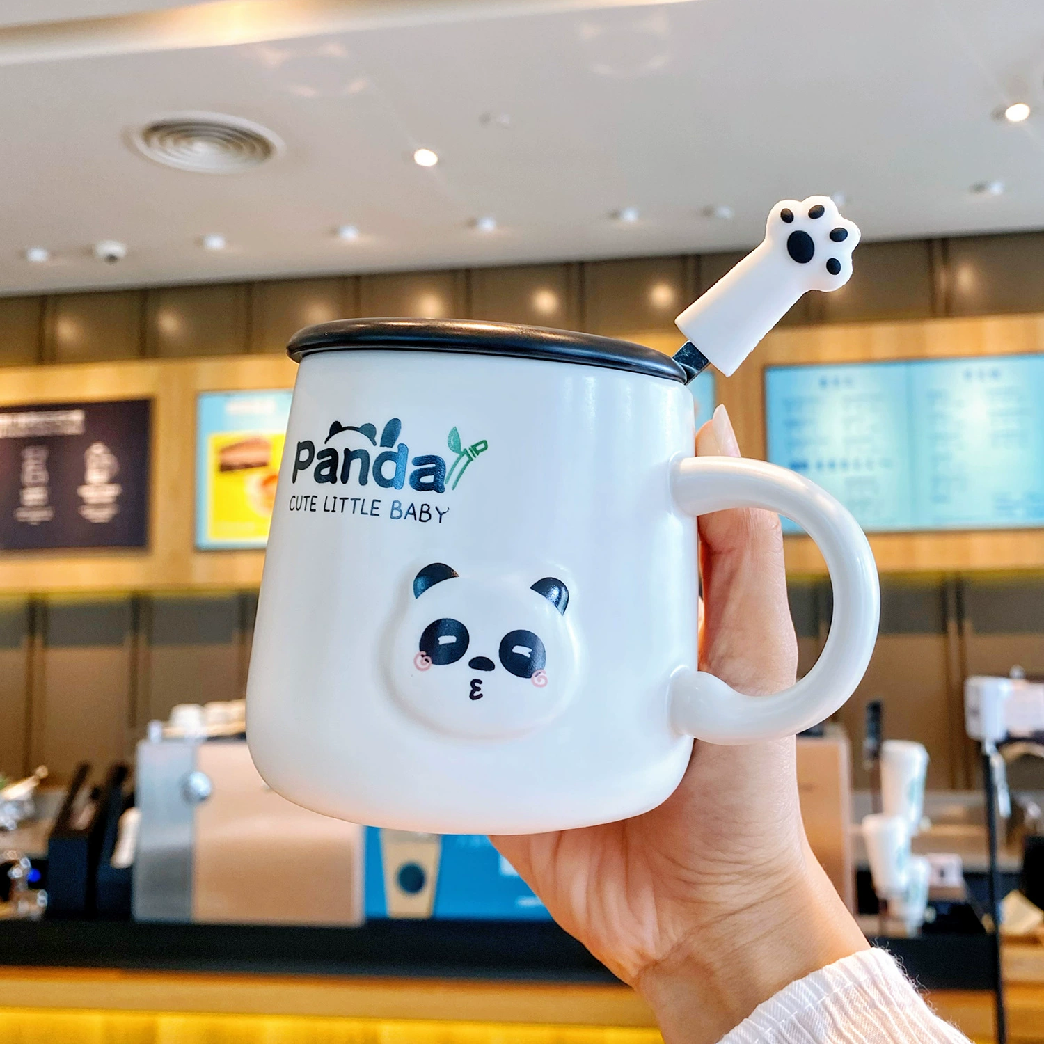 Кружка Panda Mark с крышкой высокого значения, классическая чашка для детей, чашка для воды, офисная чашка с кофе