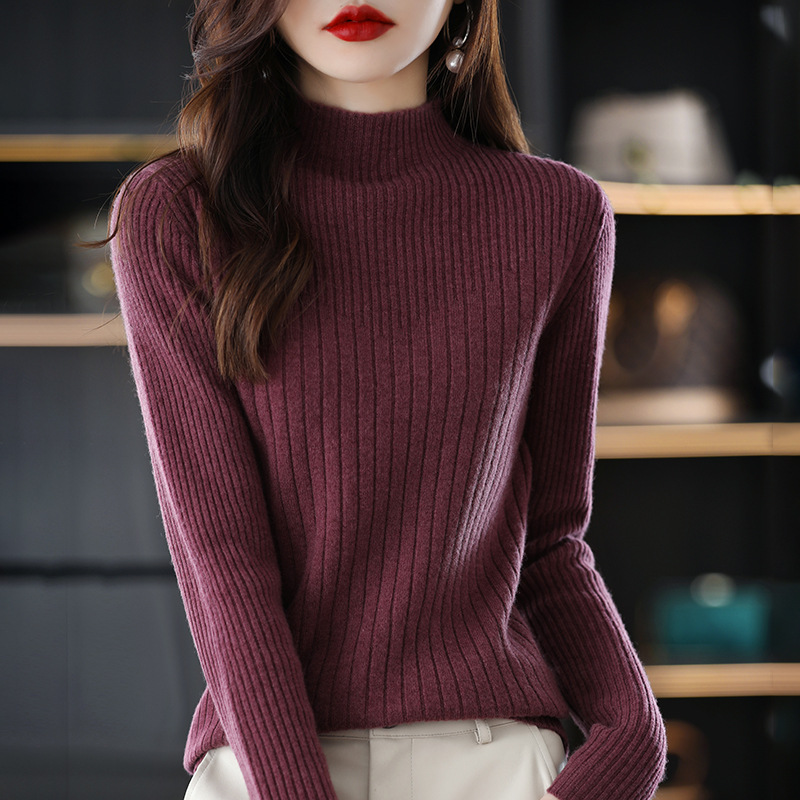 长袖打底针织衫女半高领套头毛衣韩版短款修身百搭内搭毛衫秋冬新