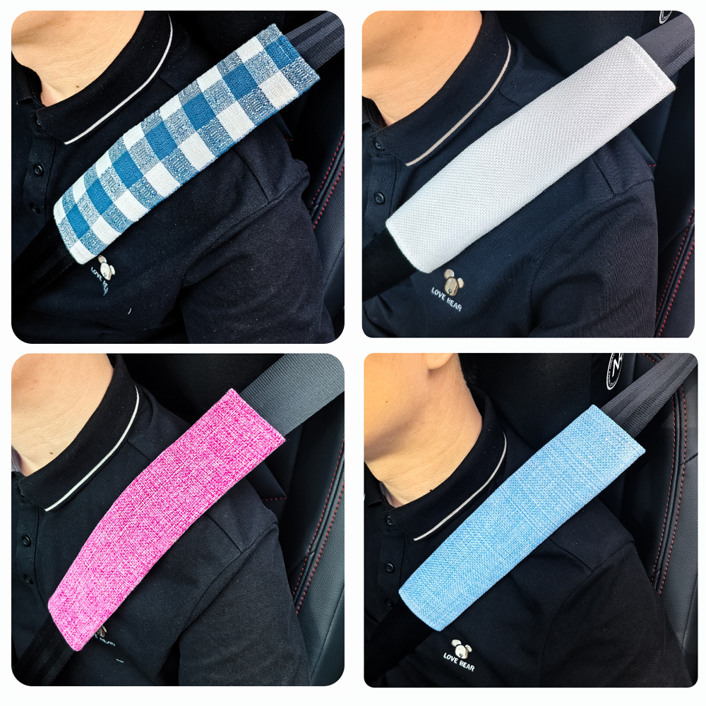 Casual Plaid Car Seat Belt Shoulder Cover Car Shoulder Cover High-End Fabric Anti-Wear Car Interior Supplies