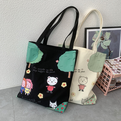 new pattern Canvas bag One shoulder solar system Harajuku ins capacity lovely student Attend class A small minority portable Shopping bag