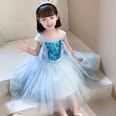 一件代發女童連衣裙2022秋新款冰雪奇緣愛莎公主裙兒童萬聖節童裙