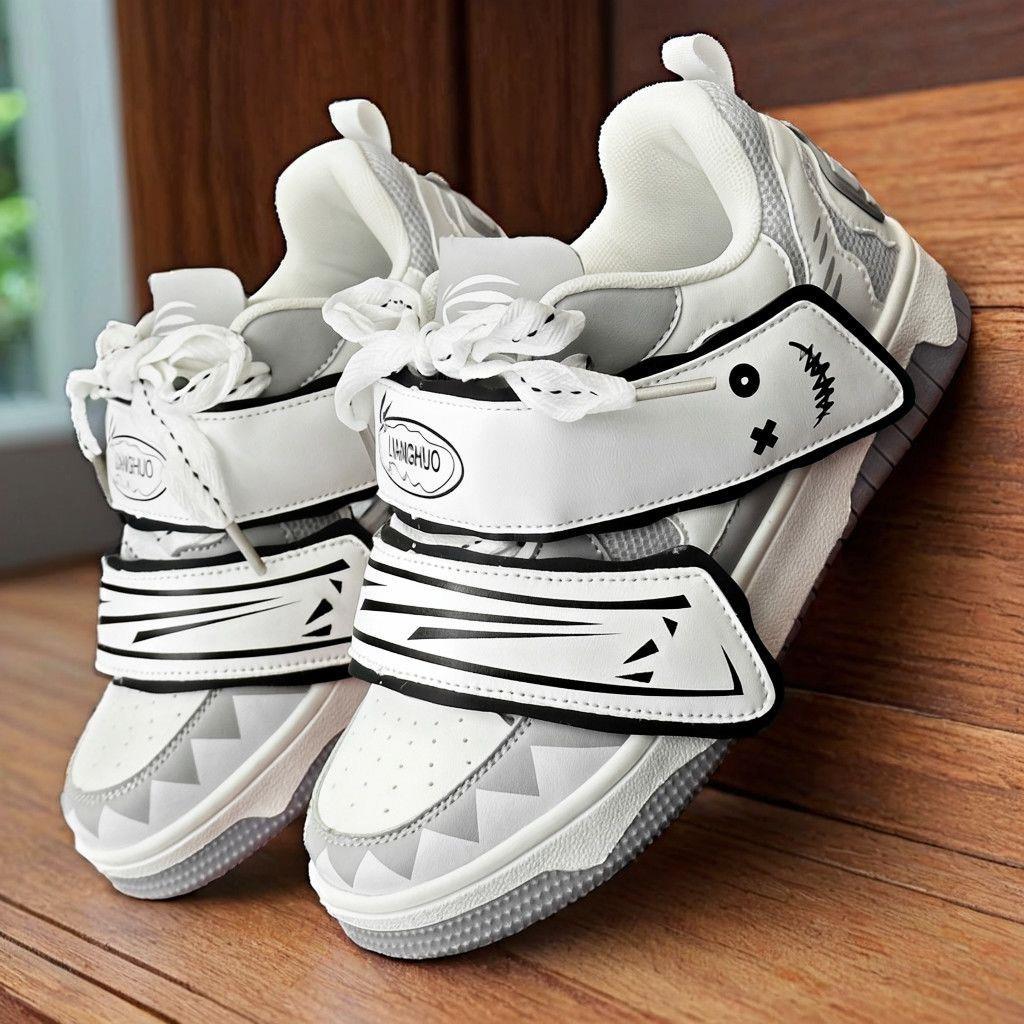 Guochao ins viento dopamina tiburón skate zapatos de suela gruesa tide ulzzang pareja casual zapatos deportivos de pan para hombre
