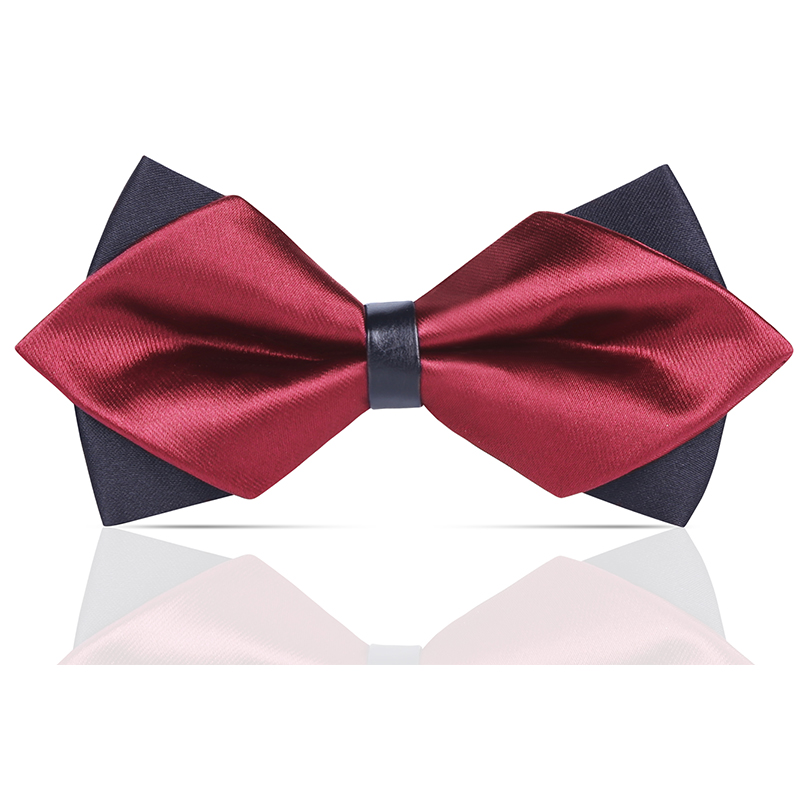 삼각형 단색 버건디 나비 넥타이 레드