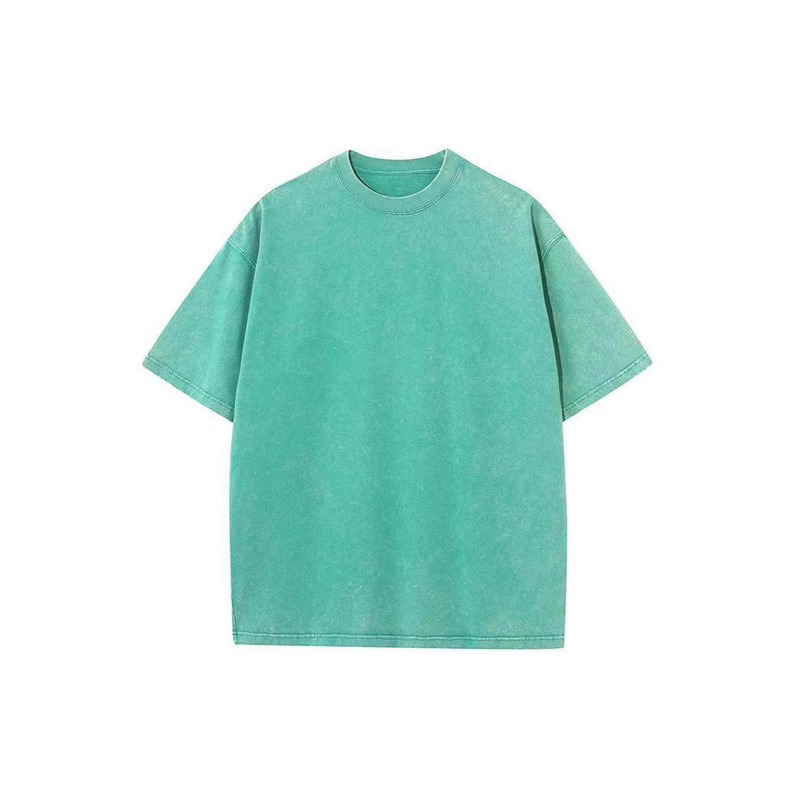 Summer Short-Sleeve Factory DIY Pure Cotton Vintage Style Loose-Fitting Unisex T-Shirt with a Cool Wax-Dyed Custom Design