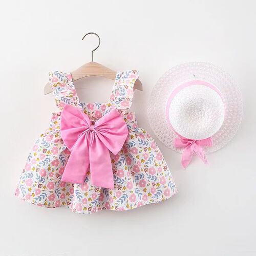 1052 Summer Children's Clothing Wholesale Girls' New Dresses Baby Suspenders Trendy Princess Floral Skirts Consignment Sales