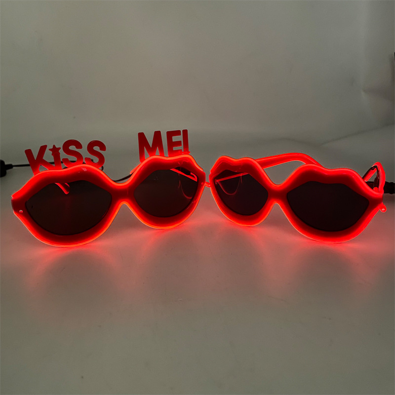 Nuevas gafas de sol labial luminoso LED rojo brillante Kiss Me gafas de fiesta pareja accesorios de fotos image 3
