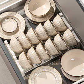 碗碟套装家用2025新款日式复古碗盘筷景德镇陶瓷餐具碗筷盘子乔迁