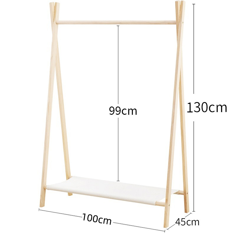 솔리드 우드 접이식 코트 랙 롱 100 하이 130cm