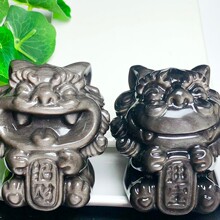银曜石雕刻招财进宝龙把玩件家居茶几电脑桌汽车前台水晶摆件