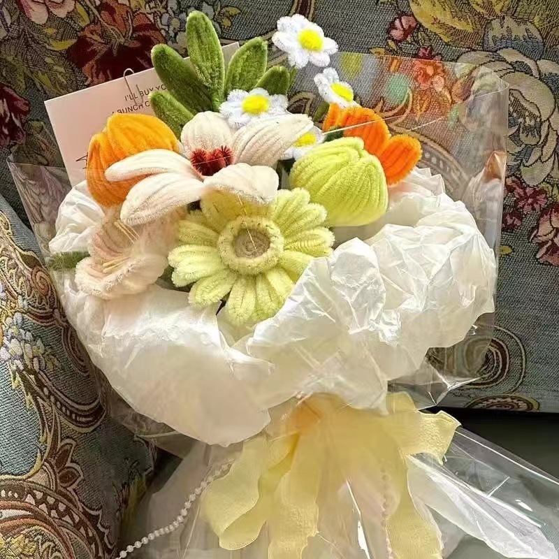 扭扭棒花束玫瑰花手工编织diy材料包送闺蜜女友百合花情人节礼物|undefined