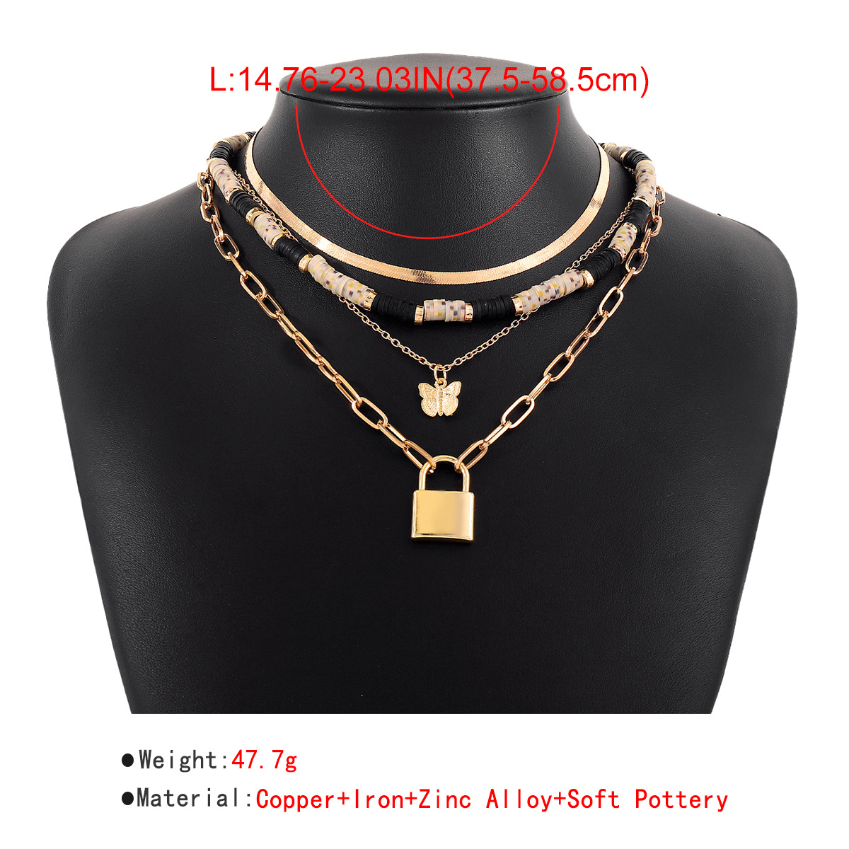 Ethnic Style Butterfly Lock Alloy Iron Copper Plating Pendant Necklace