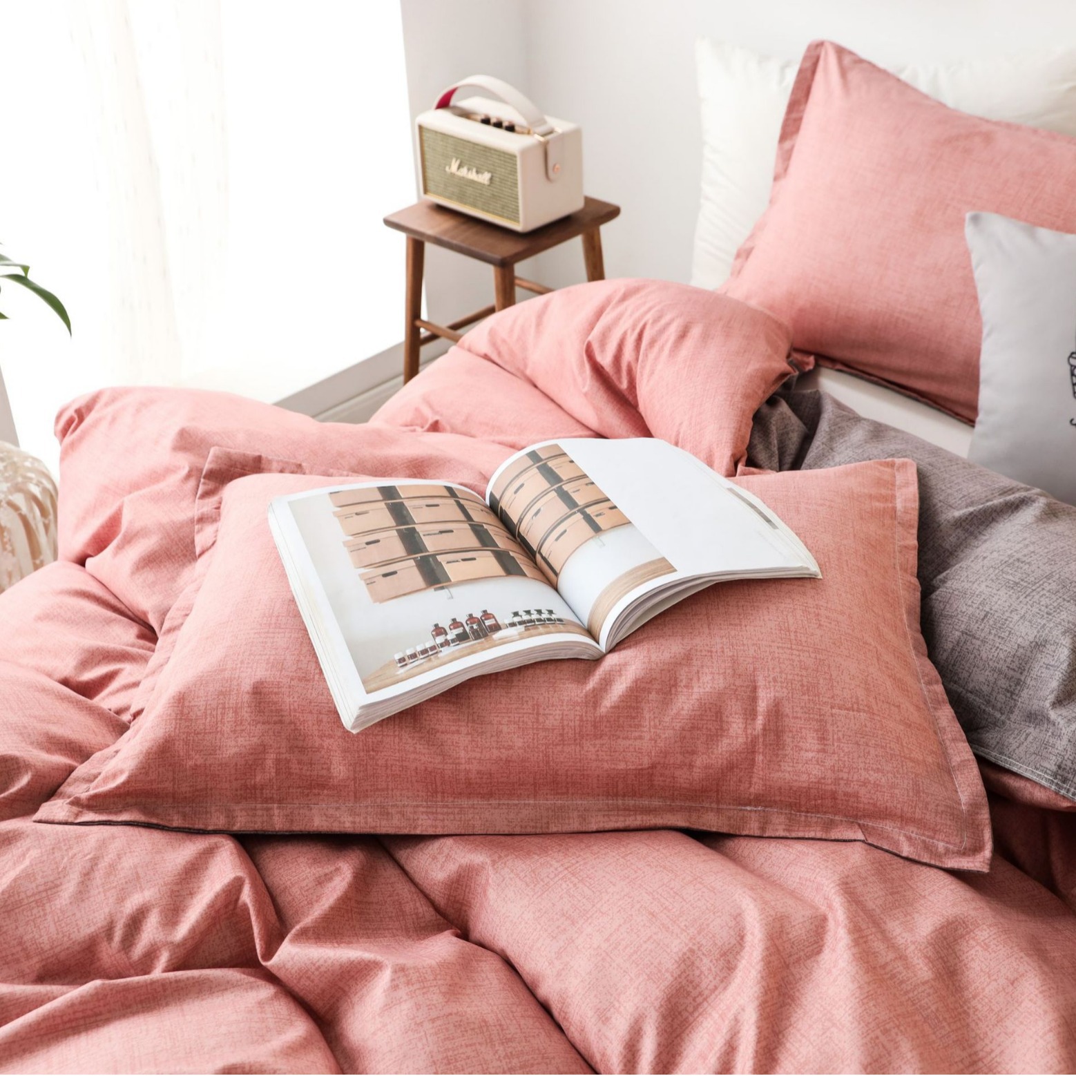 Bedding Texture – Dreiteiliges Bettwäscheset in Kakao-Optik_voghion.com