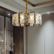 珐琅彩新中式全铜客厅吊灯轻奢玻璃灯中国风禅意餐厅卧室别墅灯具
