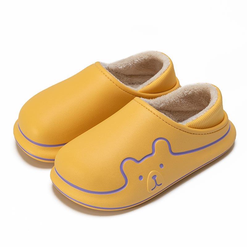 Zapatillas de algodón de suela gruesa para mujer con sensación de caca, invierno, interior, hogar, impermeable, antideslizante, zapatos acolchados de algodón para parejas, ropa exterior para hombres