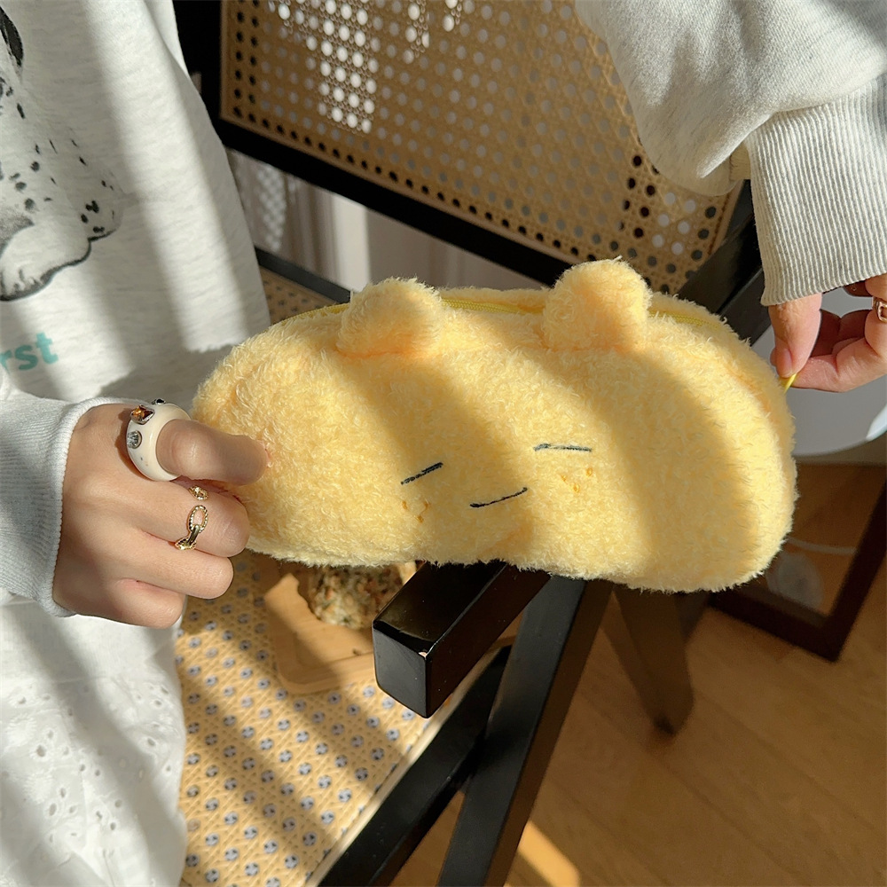 310243 Fluffy and girlish pencil case Cosmetic bag, cute cartoon stationery bag, large-capacity pen case storage bag undefined