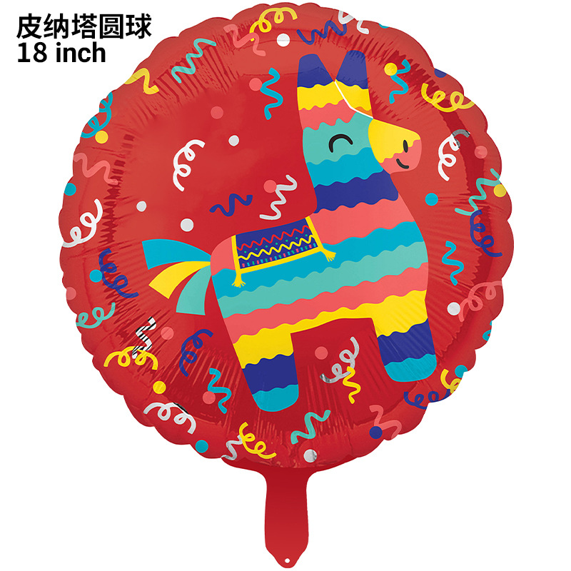 Globo de cactus transfronterizo Fiesta de carnaval Decoración Película de aluminio Burrito TACO Globo FIESTA Set