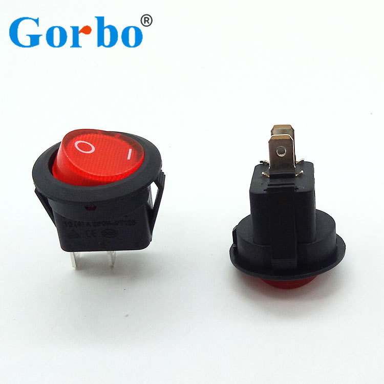 供应船型开关 小圆形带灯开关12 24 220V三挡迷你开关