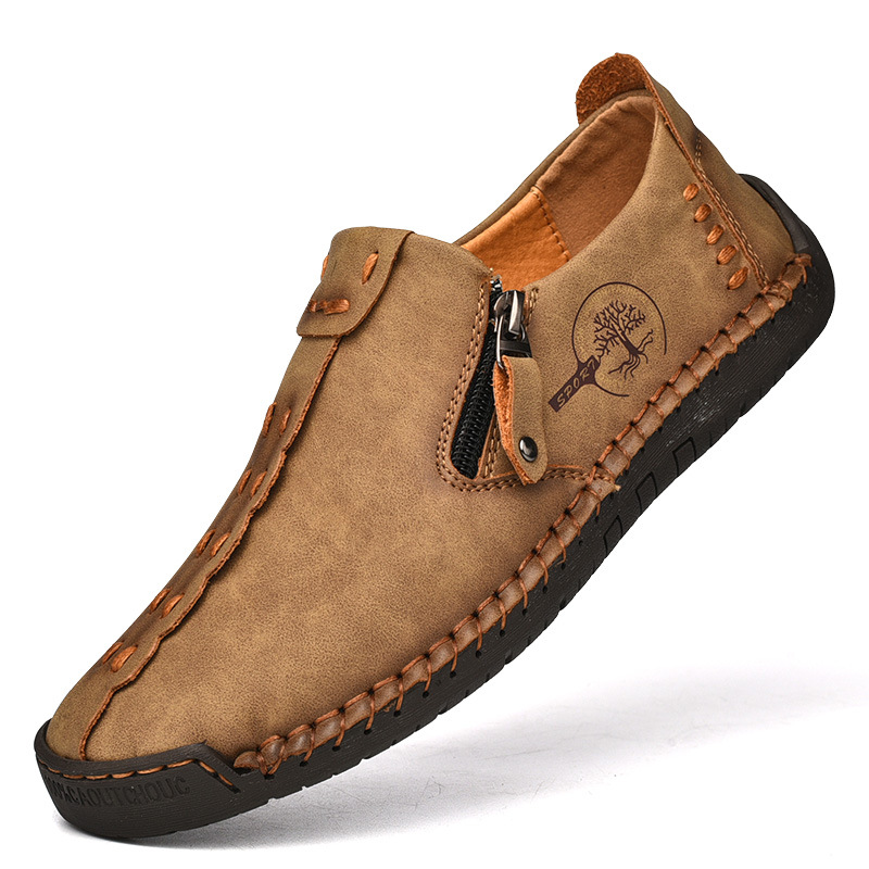 Nuevos zapatos casuales de primavera transfronterizos zapatos de cuero con cremallera de tamaño grande para hombres zapatos de Lefour de tamaño grande hechos a mano image 11